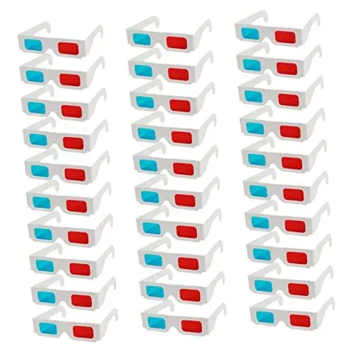 Produktbild: Hemobllo 30st 3d-brille Aus Papier 3d-karton-brille 3d Brille Rot Blau 3d-papier 3d-videobrille 3d Film Gläser Cyan 3d-brille 3d Brille Für Tv 3d-filmbrille Einweg Weiß Kind Rahmen Brille