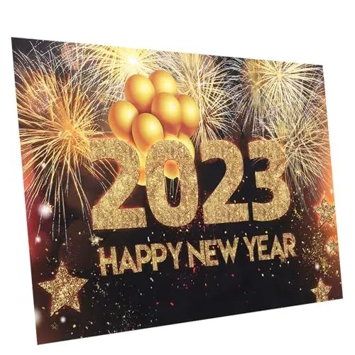 Produktbild: Hemobllo 3 Stück 2023 2023 dekorativer Hintergrund Neujahrsvorräte hintergrundtuch des neuen Jahres Wand büro Dekoration bürodekoration Party-Fotohintergrund Frohes neues Jahr Hintergrund