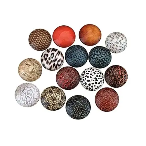 Produktbild: Hemobllo 48 Stück Coole Perlen Steine Leopardenmuster Mosaik Glas Kühlschrankaufnäher Kuhmuster Cabochons Perlen Perlen Tiere Runde Fliesen Edelstein Glasaufkleber