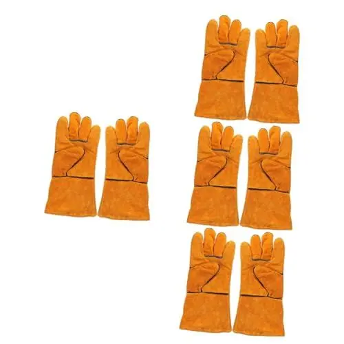 Produktbild: Hemobllo Ofenhandschuh 4 Paare Anti-verbrühungs-Handschuhe Zum Grillen Kochzubehör Outdoor-Handschuhe Ofenhandschuhe Kochhandschuhe e Arbeitshandschuh Grillwerkzeug Fäustlinge Rindsleder