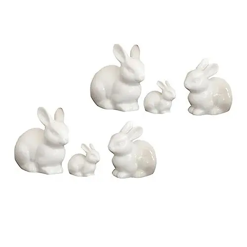 Produktbild: Hemobllo 6stücke Teiliges Niedlicher Kaninchen Keramikfiguren Für Miniatur Dekoration Ornamente Für Wohnzimmer Garten Und Ostern Accessoires Für Mikro-landschaften