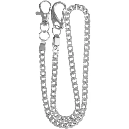Produktbild: Hemobllo 1stück Herren Hosenkette Silberne Metallkette Für Jeans Und Geldbörse Modisches Punk Accessoire Langlebige Schlüssel Taschenkette Für Männer