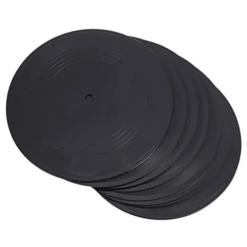 Produktbild: Hemobllo Leere Vinyl-Schallplatten Dekorativ Retro-Ästhetik-Schallplattenschilder Retro-Vinyl-Schallplatten-Untersetzer Musik-Party-Wandkunst-Dekoration Für Büro Zuhause Bar Musikliebhaber
