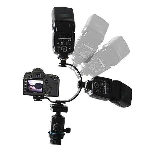 Produktbild: Hemobllo Multi Blitzhalterung C-Förmig für DSLR Kamera Verstellbare Metallhalterung für Fotografie Kompatibel mit Standard 1/4 Stativanschluss für LED Licht und Blitz