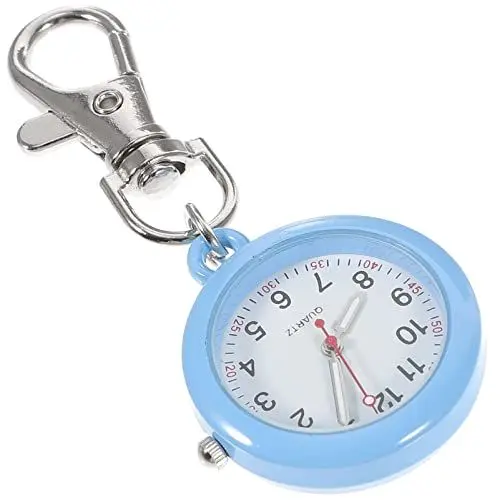 Produktbild: Hemobllo Taschenuhr mit Schlüssel Schnalle: Metall Uhr, Frauen Clip auf Uhr, Glas Quarz Pocket Watch, Boodge Uhren für Arztschwester Einfach Lesen