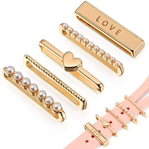 Produktbild: Hemobllo Uhrenarmband Charms, 5 Stück Metall Uhrenarmband Dekorative Ringe Uhrenarmband Schlaufen Armband Charms Kompatibel Mit Smartwatch Series 7 6 5 4 3 2 1 Silikon-Uhrenarmband