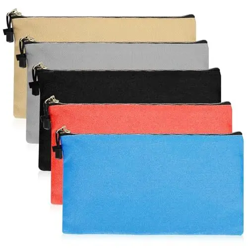 Produktbild: Hemobllo Werkzeugtaschen, Canvas-Werkzeugtasche,Mit Reißverschluss Werkzeug-Mehrzwecktasche,Tragetasche Für Werkzeuge Bürobedarf Kosmetika Schreibwaren 5 Stück