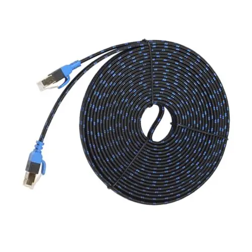Produktbild: HEMOTON 10 Meter Doppelt Geschirmtes Cat7-ethernet-kabel 10 Gbit/s Glasfaser-mesh Flaches Netzwerkkabel Für Server-router Zufällige Farbauswahl