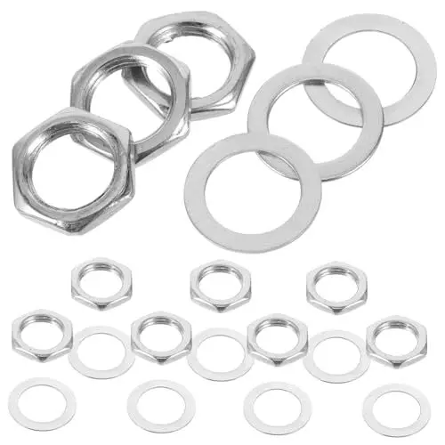 Produktbild: HEMOTON 10 Sätze Abstandshalter Für Gitarrenmuttern Unterlegscheiben Für Gitarre Gitarreneingangsbuchse Mutter Gitarren Nüsse Ukulele Jack Platte Austauschbar Schraubverschluss