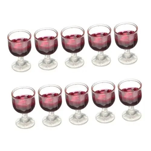 Produktbild: HEMOTON 10st Puppenhaus Weinglas Kuchen-kit Weingläser Mini-Puppen Mini-weinflaschen Mini-möbel Puppe Brille Puppenbrille Puppenstubenwein PVC Anzug Aus Glas Flug