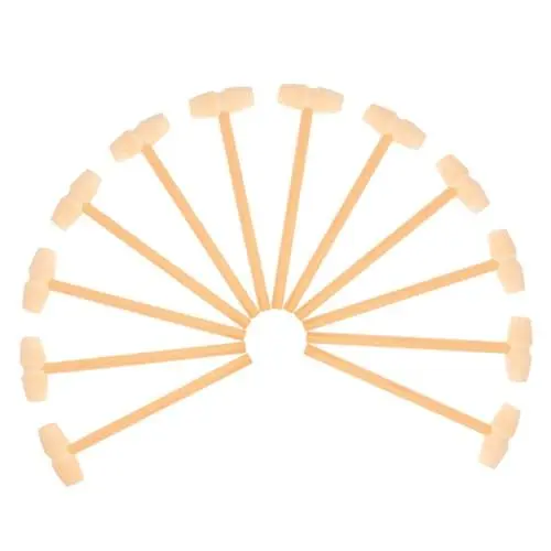 Produktbild: HEMOTON 12st Lustiges Hammerspielzeug Hämmer Nägel Werkzeuge Jungs Basteln Babyanzüge Kuchen-kit Jungenanzüge Mädchenspielzeug Holzwerkzeuge Minihammer Kleinkind Anhänger Miniatur Bambus