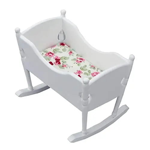 Produktbild: HEMOTON 1Stk Mini-Wiege Miniatures holzspielzeug Babymöbel Wackelspielzeug für Babys Stubenwagen Modelle Mini-Puppenhausmöbel Mini-Cradle-Modell Kinderzimmer Ornamente kleine Wiege hölzern