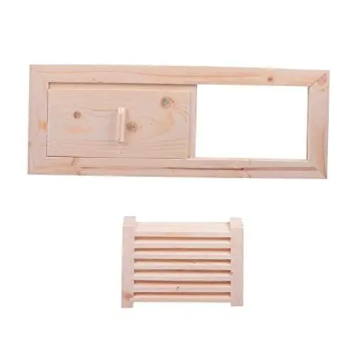 Produktbild: HEMOTON 1 Satz Dampfbadentlüftung Sauna Belüftungsplatte Saunasteine Sauna-Lüftungsplatte Sauna-Rollladenfenster Lüftungsgitter Luftauslass Ausrüstung Heizung Zubehör entlüften hölzern