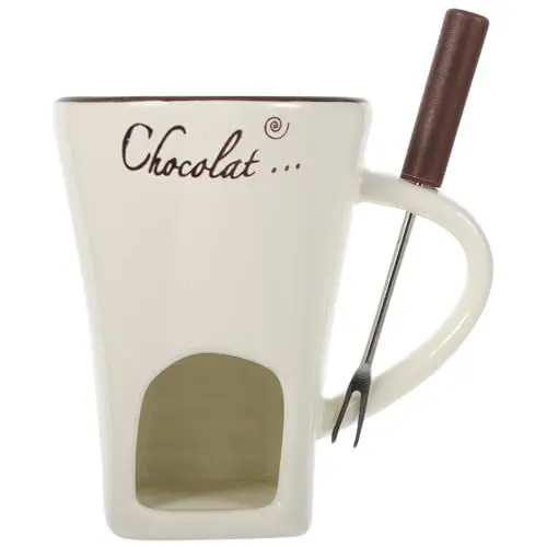 Produktbild: HEMOTON 1 Satz Persönlicher Fonduetopf Käsetopf Schokoladentopfschmelzer Keramik-schmelztiegel Fonduebecher Mini-kochbecher Fondue-topf Eiswärmer Europäischer Stil Edelstahl Weiß Zubehör