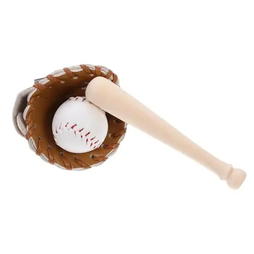 Produktbild: HEMOTON 1 Satz Puppenhaus-Sportartikel Spielzeuge Baseballschläger Softbälle Puppenzubehör Rollenspielzubehör Mini-Baseball-Kit Cosplay Baseball-Anzug Kleines schmücken vorgeben Leder