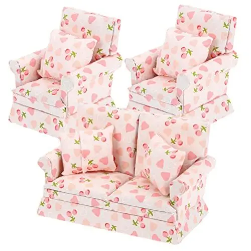 Produktbild: HEMOTON Puppenhaus Mini Einzelsofa Couch Ob11 Maßstab 3-TLG. Miniaturmöbel Set Kissen für Mädchen