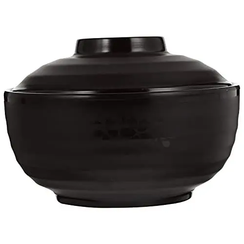 Produktbild: HEMOTON 1 x Miso Suppenschüssel mit Deckel aus Melamin im japanischen Stil.