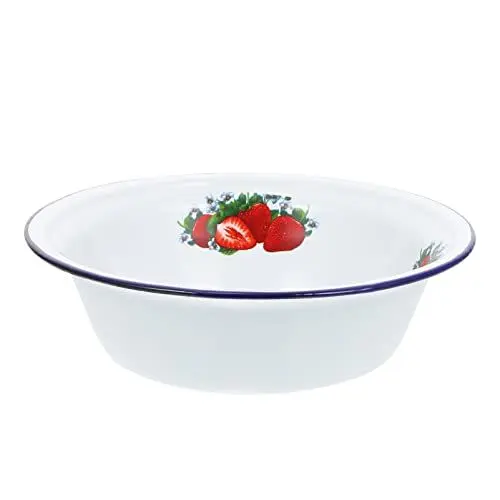 Produktbild: HEMOTON 1stk Becken Aus Emaille Schüssel Für Obstsalat Schüssel Zum Servieren Von Salat Emailleschale Große Nudelschalen Schlagende Schüssel Runde Küchenfett Dose Geschirr Frau Gesicht