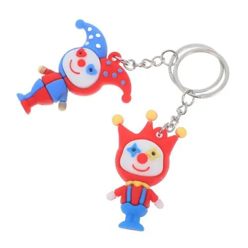 Produktbild: HEMOTON 2St Clown-Puppen-Schlüsselanhänger Neuheit Schlüsselanhänger Clownfigur Schlüsselanhänger Clown Schlüsselanhänger Cartoon Schlüsselanhänger Schlüsselanhänger-Anhänger Clown-Statue