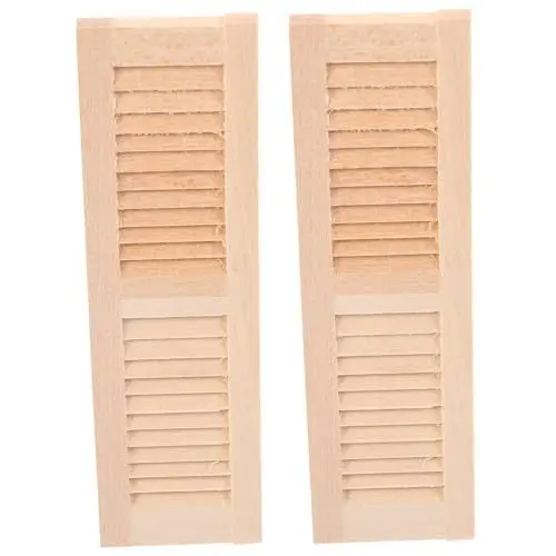 Produktbild: HEMOTON 2St Fensterläden selber Machen Miniaturdekoration Minipuppe Mini- Mini-Zubehör bastelzeug handwerkskunst Fenster rollos für innen Miniatur-Fensterläden aus Holz Puppenmöbel