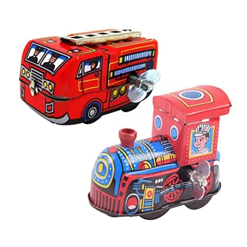 Produktbild: HEMOTON 2St Uhrwerk Blechspielzeug Spielzeug für Kinder Spielzeugautos kinderspielzeug Kinder Spielzeug Uhrwerk-Zug-Spielzeug Zugspielzeug aufziehen Jahrgang Modell einstellen Bahn rot