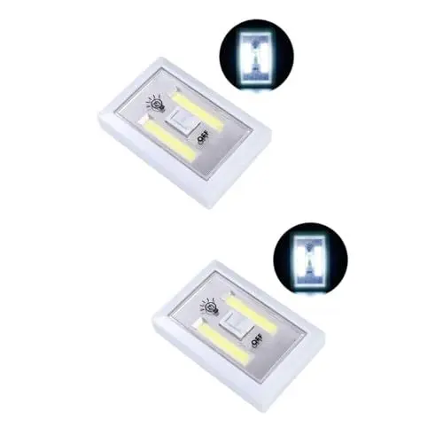 Produktbild: HEMOTON 2stücke Cob Led Wandleuchte Akku-betriebene Notlichtlösung Kabelloser Lichtschalter Für Schlafzimmer Und Schrankbeleuchtung Einfache Installation Mit Magnetbasis Und Klebeband