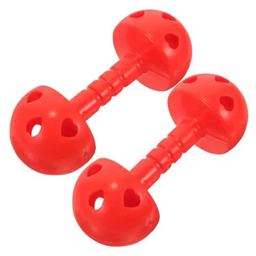 Produktbild: HEMOTON 2-Teiliges Kunststoff-Hantel-Set Für Kinder Fitness-Trainingsgeräte Für Zuhause Fitnessstudio Training Handgewichte Hanteln Rot