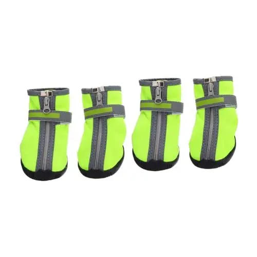 Produktbild: HEMOTON 2 Paare Verstellbare wasserdichte Hundeschuhe für Winter rutschfeste Pfotenschutz Booties für Kleine und Mittelgroße Hunde für Schnee und Outdoor Aktivitäten Grün