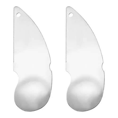 Produktbild: HEMOTON 2 STK Kiwi Messer Kiwi Slicer. Kiwi l Ffel Kiwischäle Gemüseschneider Peeler. Küchengadget Fruchtschäler Kiwi Brand Peeler. Kiwi Cutter Geschält Hautschäler Reisen Edelstahl 304