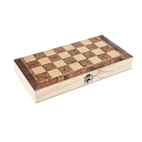 Produktbild: HEMOTON 2 Sätze DREI in Einem Schach Spiel Prüfer Backgammon-Schachbrett Schachtisch Tragbares Zusammenklappbares Schachbrett Denksportaufgaben Für Kinder Klappschachbrett Bretter Hölzern