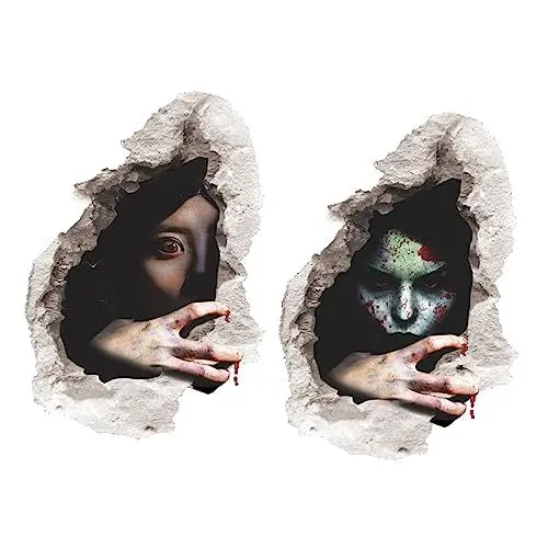 Produktbild: HEMOTON 2stücke Gruselige Frauengeist Wandaufkleber Für Halloween Dekoration Selbstklebende Badezimmer Wandtattoos Für Spukhaus Und Partys Leicht Zu Entfernen Und Wiederverwendbar