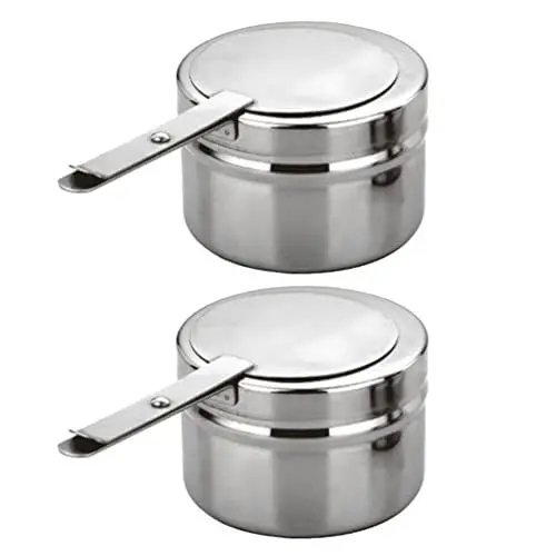 Produktbild: HEMOTON 2 Stücke Brennpastenbehälter Pastenbrenner aus Edelstahl Tragbarer Fondue Brenner Edelstahl Brenner Halter mit Abdeckung Behälter für Fondue Speisewärmer oder Chafing Dish