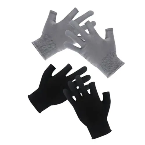 Produktbild: HEMOTON 2paare Eisangelhandschuhe Aus Nylon Für Erwachsene rutschfeste Und Stoßfeste Outdoor-angelhandschuhe Atmungsaktiv Und Komfortabel Für Angeln Klettern Und Radfahren