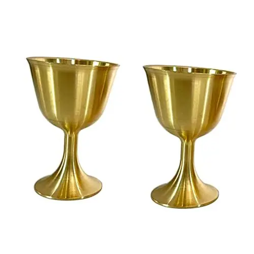 Produktbild: UPKOCH 2st Weinglas Aus Messing Weinglas Aus Kupfer Wodkaglas Buddha-fruchtschale Wasseropferbecher Buddha-wasserbecher Altarschalen Tassen Anbeten Wischschale Buddhist Saft Glas Metall