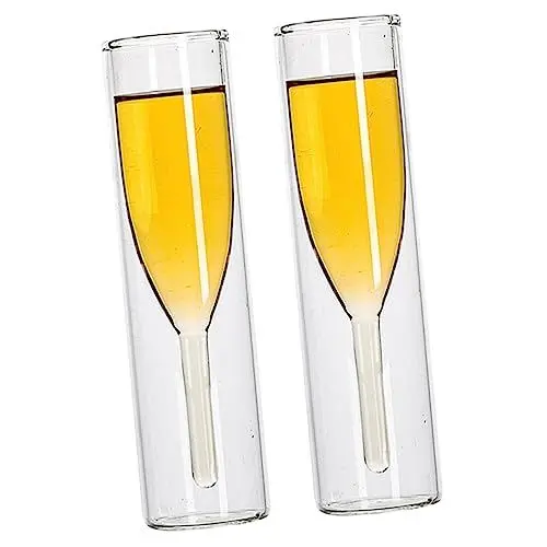 Produktbild: HEMOTON 2stücke Champagnergläser Doppelschichtige Transparente Gläser Für Partys Hochzeiten Und Cocktails Hochwertige Stielgläser Für Besondere Anlässe