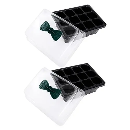 Produktbild: HEMOTON 2stücke Anzuchtbox Pflanzbox Für Pflanzen Sprossenbox Gartenzubehör Mit Deckel Atmungsaktiv Für Zuhause Schwarz