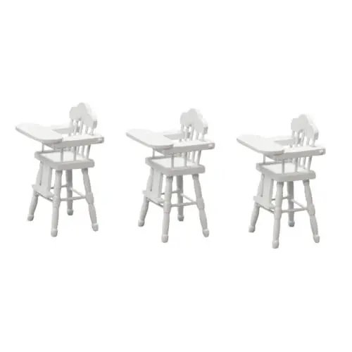 Produktbild: HEMOTON 3 Stücke Baby Hohe Stühle Für Kinder Miniatur Puppenhaus Möbel Kleinkind Fütterung Hochstuhl Form Spielset Weiß