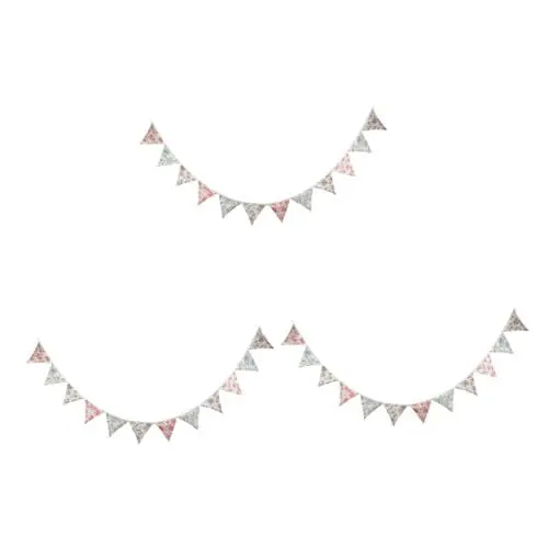 Produktbild: HEMOTON 3stücke Floral Cotton Pennant Wimpelkette Für Outdoor-dekoration Vintage Triangel-design Für Geburtstagsfeiern Hochzeiten Und Feste Wiederverwendbar Und Langlebig