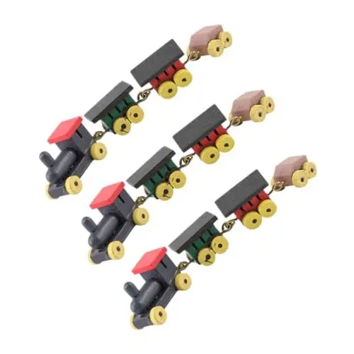 Produktbild: HEMOTON Lebendige Bunte Mini-eisenbahnmodell für Jungen und Mädchen 3-teiliges Holzeisenbahn-Set Puppenhaus-