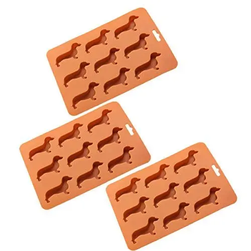 Produktbild: HEMOTON 3 Stück Silikon Dackel Hund Geformte Eiswürfelform Eiswürfelschale Tabletts für Whisky Cocktails
