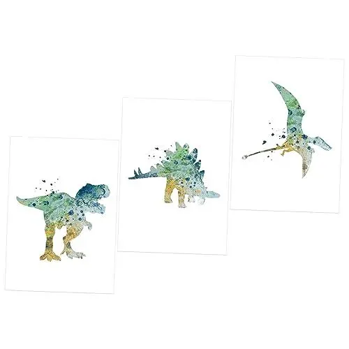 Produktbild: HEMOTON 3st Kern Ziehen Dekorative Gemälde Für Schlafzimmer Leinwanddrucke Wandmalerei Ornamente Wohnzimmer Wandkunst Dekorative Dinosaurier-gemälde Segeltuch Dekorationen Junge