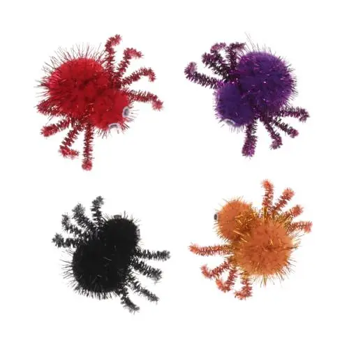 Produktbild: HEMOTON 4 Stück Halloween-plüschtier Halloween-Party-dekor Riolu-plüsch Gruselige Halloween-spinne Halloween-partydekorationen Halloween-plüsch-Spinnen Halloween-Requisiten Chucky Plüsch