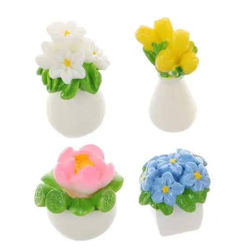 Produktbild: HEMOTON 4pcs Miniatur Künstliche Blume Topfpflanze Bonsai Für Mytinyworld Puppenhaus