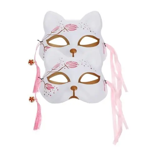 Produktbild: HEMOTON 4 Stück Sakura-Fuchs-Maske venezianische Maske Cosplay-Outfits Kleidung Kirschblütendekor kreative Maske Maskenstütze Halloween Kimono Anbe bilden Fräulein Gesichtsmaske Plastik