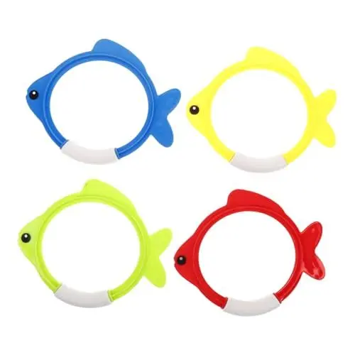 Produktbild: HEMOTON 4 Stück Tauchspielzeug Gefälligkeiten Für Poolpartys Poolspielzeug Für Kleinkinder Pool Sinkende Spielzeuge Schwimmspielzeug Pool-Ring-Spiel Tauchringe Für Kinder Plastik