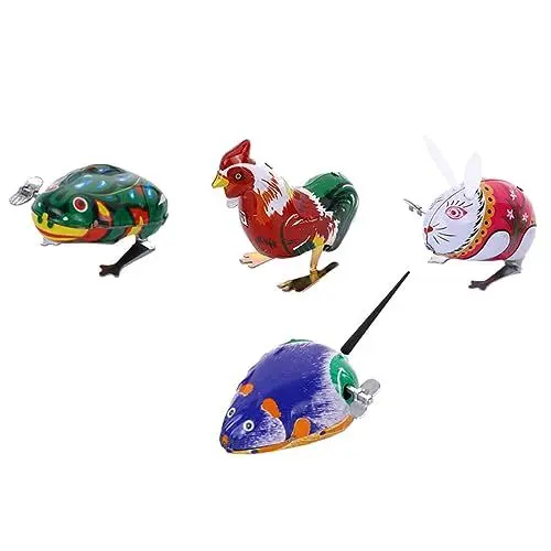 Produktbild: HEMOTON 4 Stück Aufziehspielzeug Eise Uhrwerk Spielzeug Kunst Retro Springende Frösche Hase Spaß Spielzeug Kindergeburtstag Mitgebsel Party Gastgeschenke