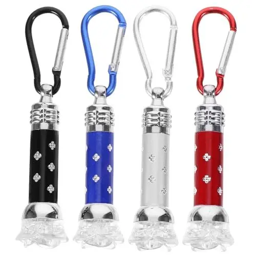 Produktbild: HEMOTON 4stücke Mini Led Taschenlampe Aus Aluminiumlegierung Camping Wandertaschenlampe Outdoor Beleuchtung Schlüsselanhänger Leuchtender Anhänger