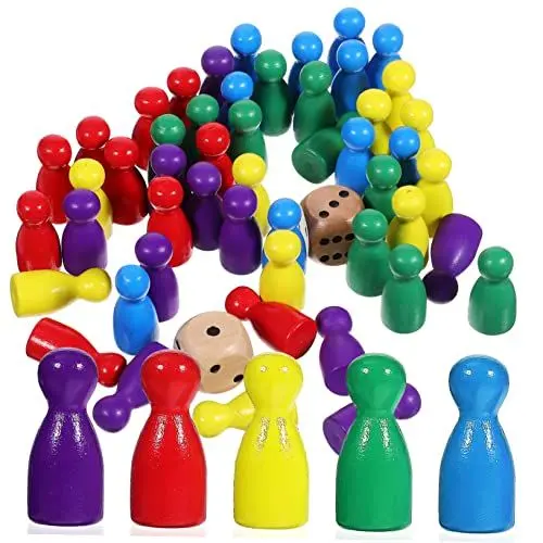 Produktbild: HEMOTON 50 Stück Brettspielfiguren magnetisches schachspiel Spielset Ludo-Spiel Würfelspiel Spielmarke Schach aus Holz Zubehör für Brettspiele Lernspielzeug Brettspiel Schach Schachmarker
