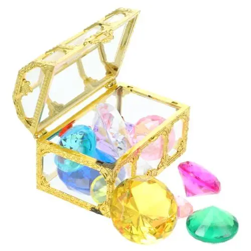 Produktbild: HEMOTON 5 Sätze Kristallstein-Schatztruhe Kinderspielzeug Mini-Tauchspielzeug Mini-Spielzeug Spielzeuge Spielzeug für Kleinkinder Pool-Party Piratenspielzeug Diamant Schatzsuche