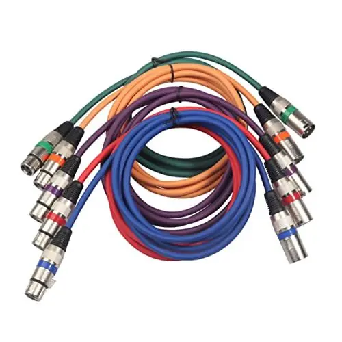 Produktbild: HEMOTON Audio-verlängerungskabel 6er-pack Mikrofonkabel 1 M Länge Symmetrisches Kabel Bunt